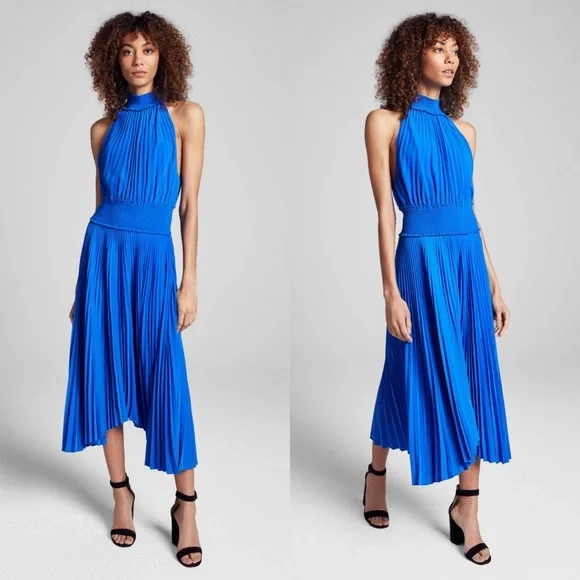 A.L.C. Renzo B Pleated Midi Dress in Adriatic Blue Size 0 - Picture 6 of 10